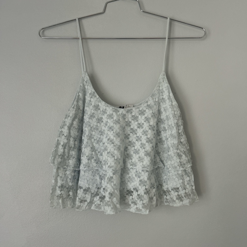 H&M Light Gray Lace Crop Top